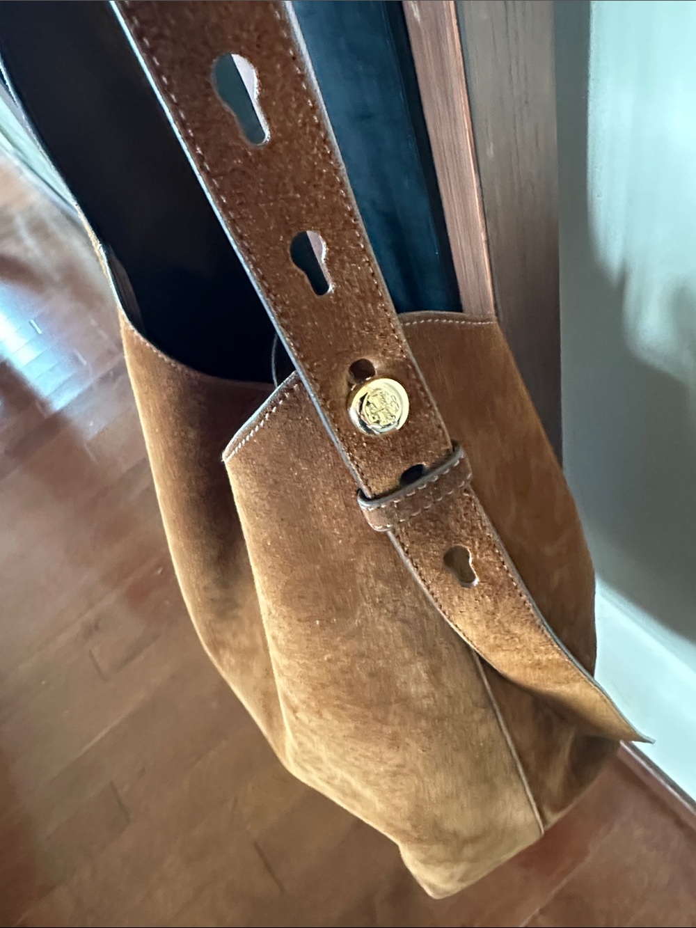 Tory Burch Women's Suede Hobo Bag in Cognac Brown - Picture 8 of 12